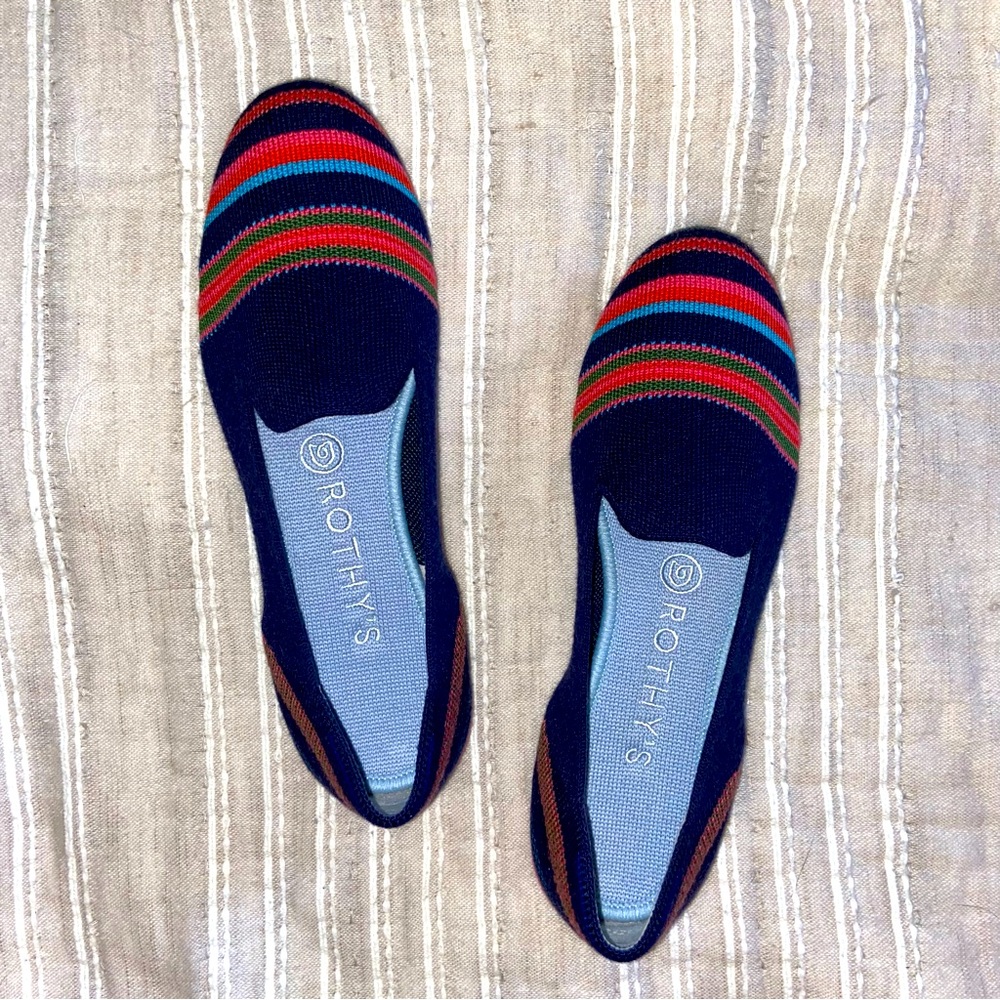 Rothy’s The Merino Loafer in Navy Ribbon Stripe